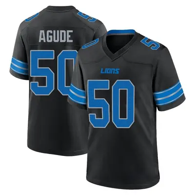 Men's Game Mitchell Agude Detroit Lions Black Alternate 2nd Jersey