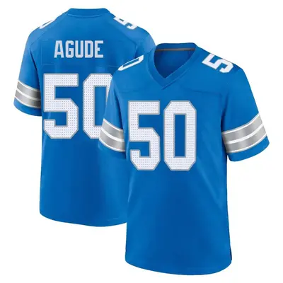 Men's Game Mitchell Agude Detroit Lions Blue 2nd Jersey