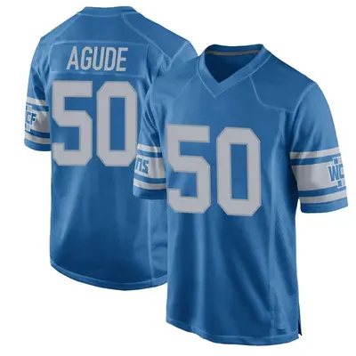 Men's Game Mitchell Agude Detroit Lions Blue Throwback Vapor Untouchable Jersey