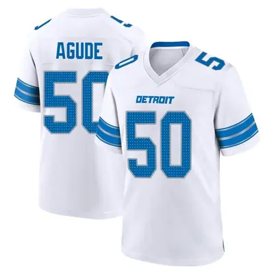 Men's Game Mitchell Agude Detroit Lions White 2nd Jersey