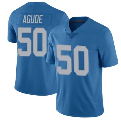 Men's Limited Mitchell Agude Detroit Lions Blue Throwback Vapor Untouchable Jersey