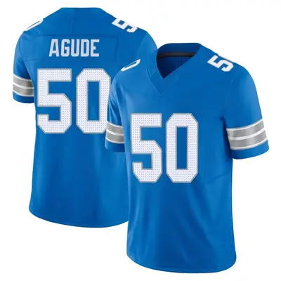 Men's Limited Mitchell Agude Detroit Lions Blue Vapor F.U.S.E. 2nd Jersey