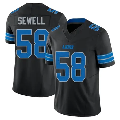 Men's Limited Penei Sewell Detroit Lions Black Alternate Vapor F.U.S.E. 2nd Jersey