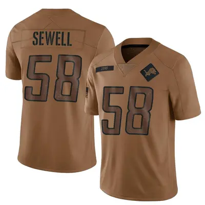 Men's Limited Penei Sewell Detroit Lions Brown 2023 Salute To Service Jersey