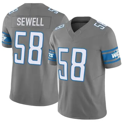 Men's Limited Penei Sewell Detroit Lions Silver Vapor F.U.S.E. Jersey