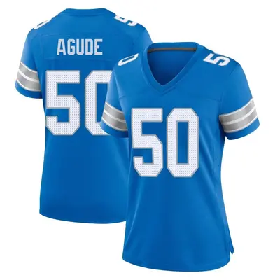 Women's Game Mitchell Agude Detroit Lions Blue 2nd Jersey