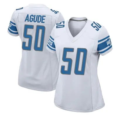 Women's Game Mitchell Agude Detroit Lions White Jersey