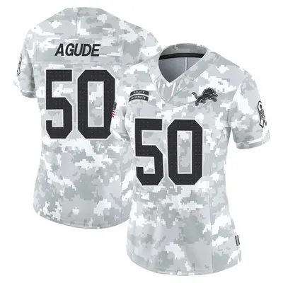 Women's Limited Mitchell Agude Detroit Lions Arctic Camo 2024 Salute to Service Jersey