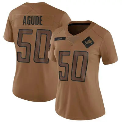 Women's Limited Mitchell Agude Detroit Lions Brown 2023 Salute To Service Jersey