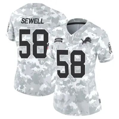 Women's Limited Penei Sewell Detroit Lions Arctic Camo 2024 Salute to Service Jersey