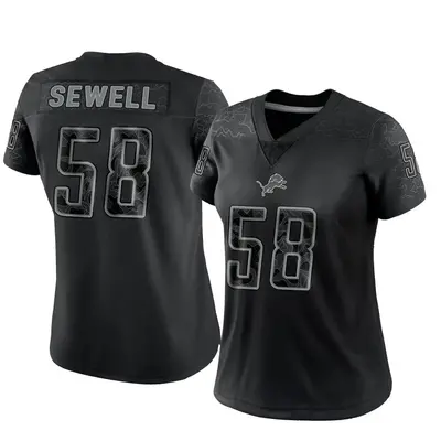 Women's Limited Penei Sewell Detroit Lions Black Reflective Jersey