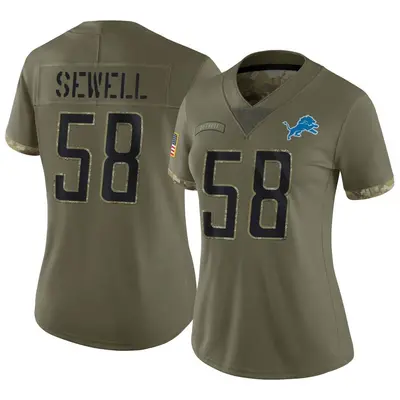 Women's Limited Penei Sewell Detroit Lions Olive 2022 Salute To Service Jersey