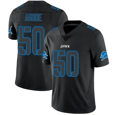 Youth Limited Mitchell Agude Detroit Lions Black Impact Jersey